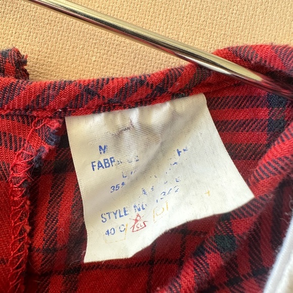 Vintage - Plaid Flannel Collar Dress - Long Sleeve- Red/Navy - Size 6 - Picture 9 of 9